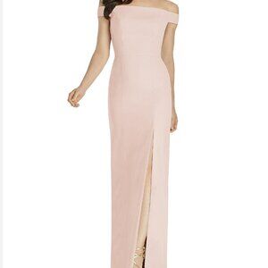 Dessy Collection Off the Shoulder Pale Pink Bow Bridesmaid Full Length Dress 8
